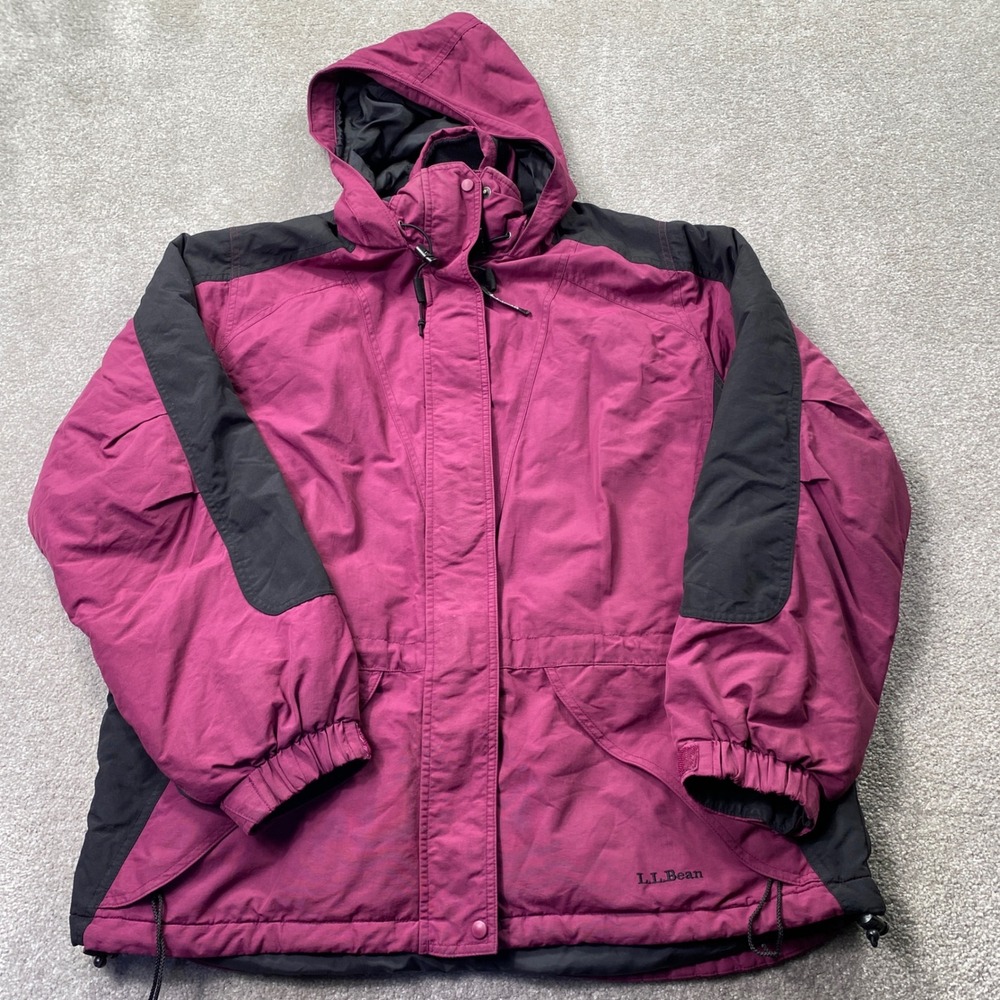 L.L. Bean Parka Jacket Womens Large Magenta Black Thinsulate Insulated ORF98